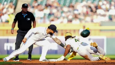 Lawrence Butler steals second base after review