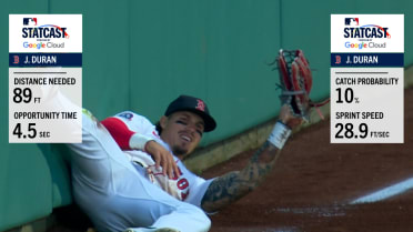 Jarren Duran's diving snag has 10% catch probability