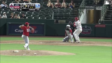 Blaze Jordan triples (1) on a line drive to right fielder Austin Hendrick. Lars Nootbaar scores.