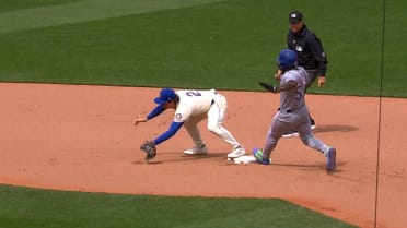 Adolis García out at second after a review