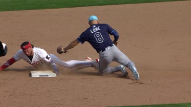 DaShawn Keirsey swipes second base after a review