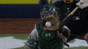 Aaron Judge walks after catcher's interference