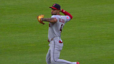 Brayan Rocchio's amazing spinning throw