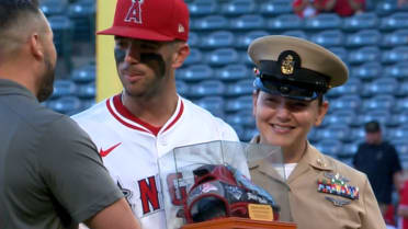 Zach Neto receives the Bob Feller Act of Valor Award