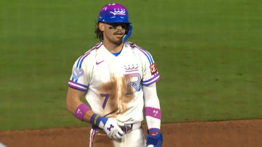 Bobby Witt Jr. steals second base