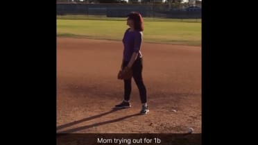 Nolan Arenado's mom plays first base