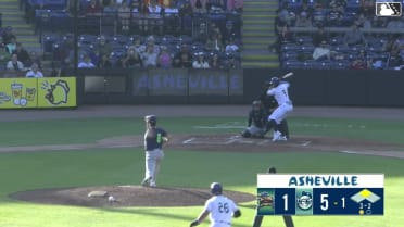 Caden Powell singles on a ground ball to right fielder Yeison Morrobel. Chase Call scores.