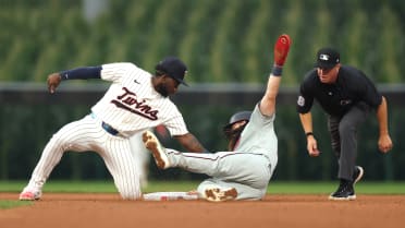 Brandon Marsh steals second after review