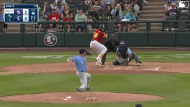 Omar Alfonzo singles on a ground ball to right fielder Alexis Hernandez. Luis Durango scores. Connor McGinnis to 2nd.