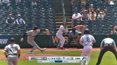Gavin Cross doubles (7) on a sharp line drive to right fielder Ronny Simon. John Rave scores.