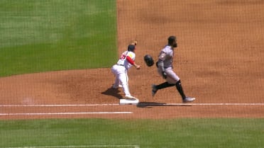 Heliot Ramos beats out throw