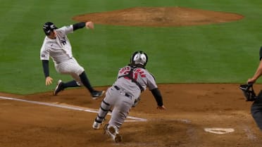 Nate Eaton nabs Ben Rice at the plate to prevent run
