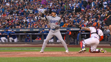 Shohei Ohtani gets a bug in his eye during his at-bat