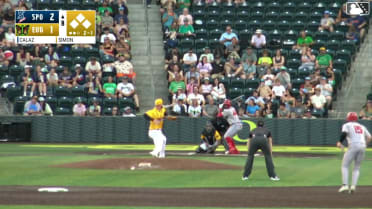 Robert Calaz singles on a sharp line drive to right fielder Trevor Cohen. Roynier Hernandez scores. Ethan Hedges scores. Tanner Thach to 2nd.
