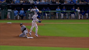 Dustin Harris is safe at second after review