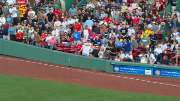 Ernie Clement hits a foul ball after review