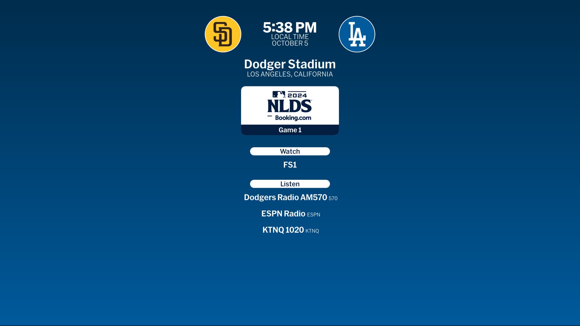San Diego Padres at Los Angeles Dodgers Preview - 10/05/2024 - MLB Stories