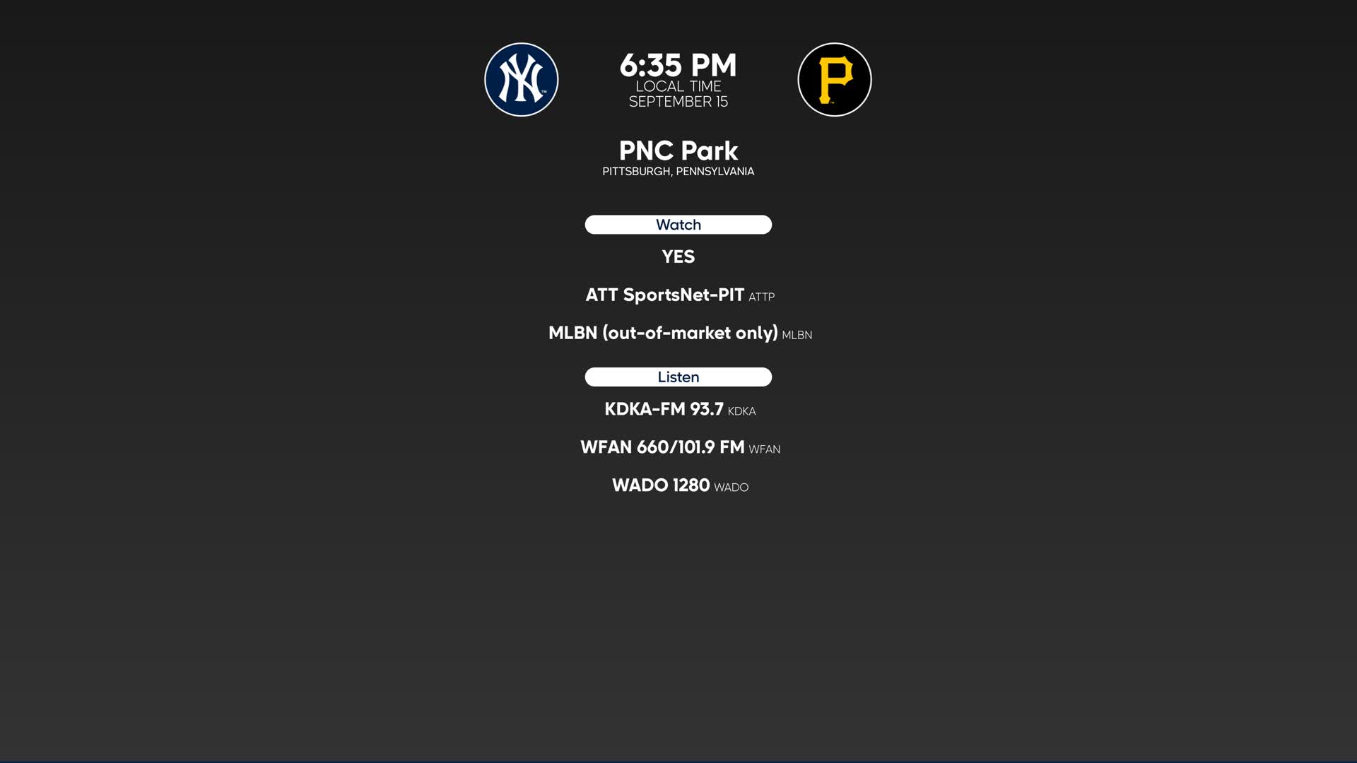 MLB Stories - New York Yankees at Pittsburgh Pirates Preview - 09/15/2023