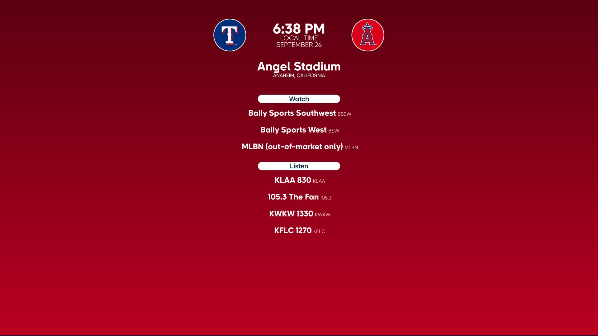 MLB Stories - Texas Rangers at Los Angeles Angels Preview - 09/27/2023