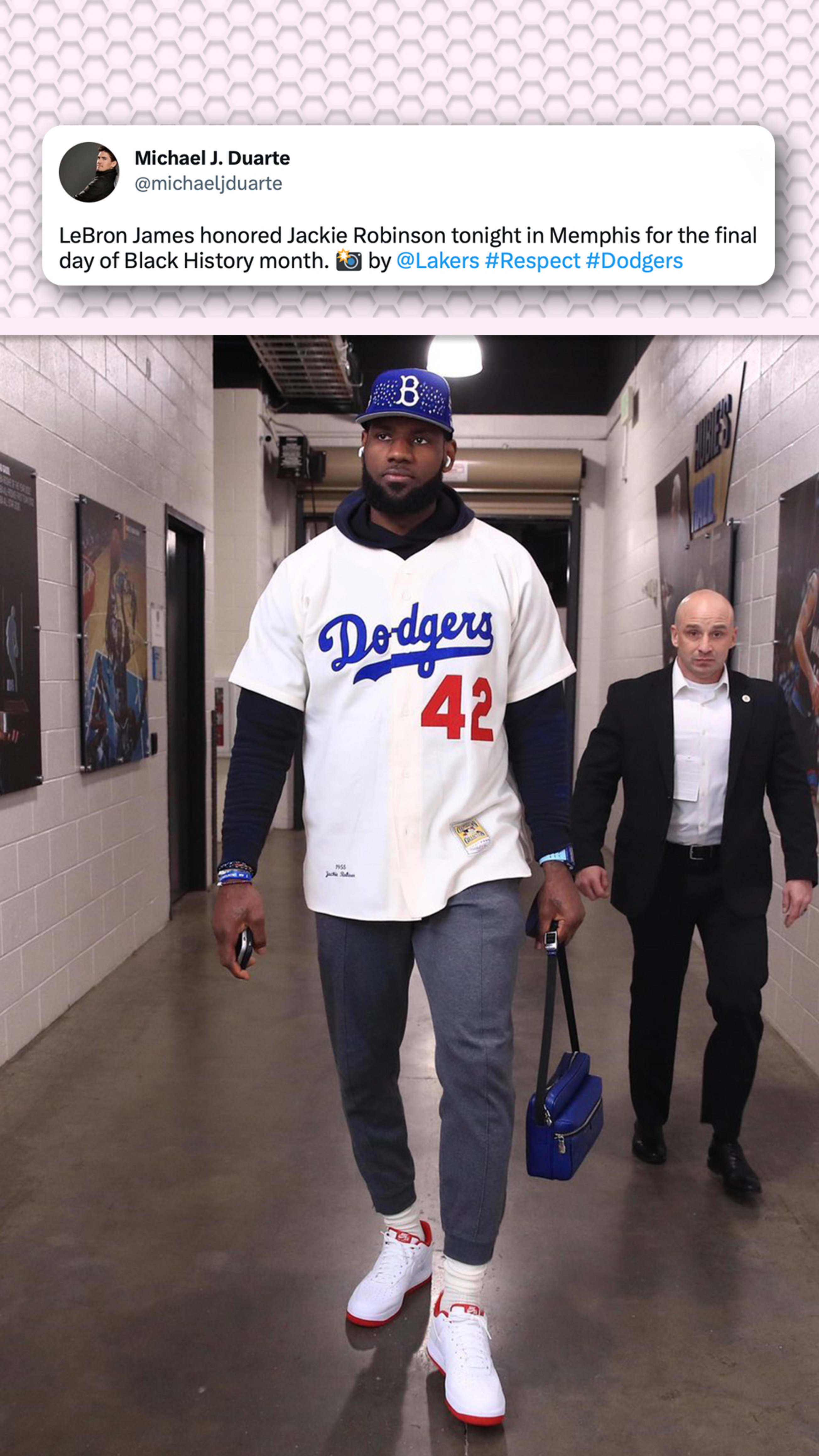 Lakers All-Star LeBron James Wears Jackie Robinson Dodgers Jersey