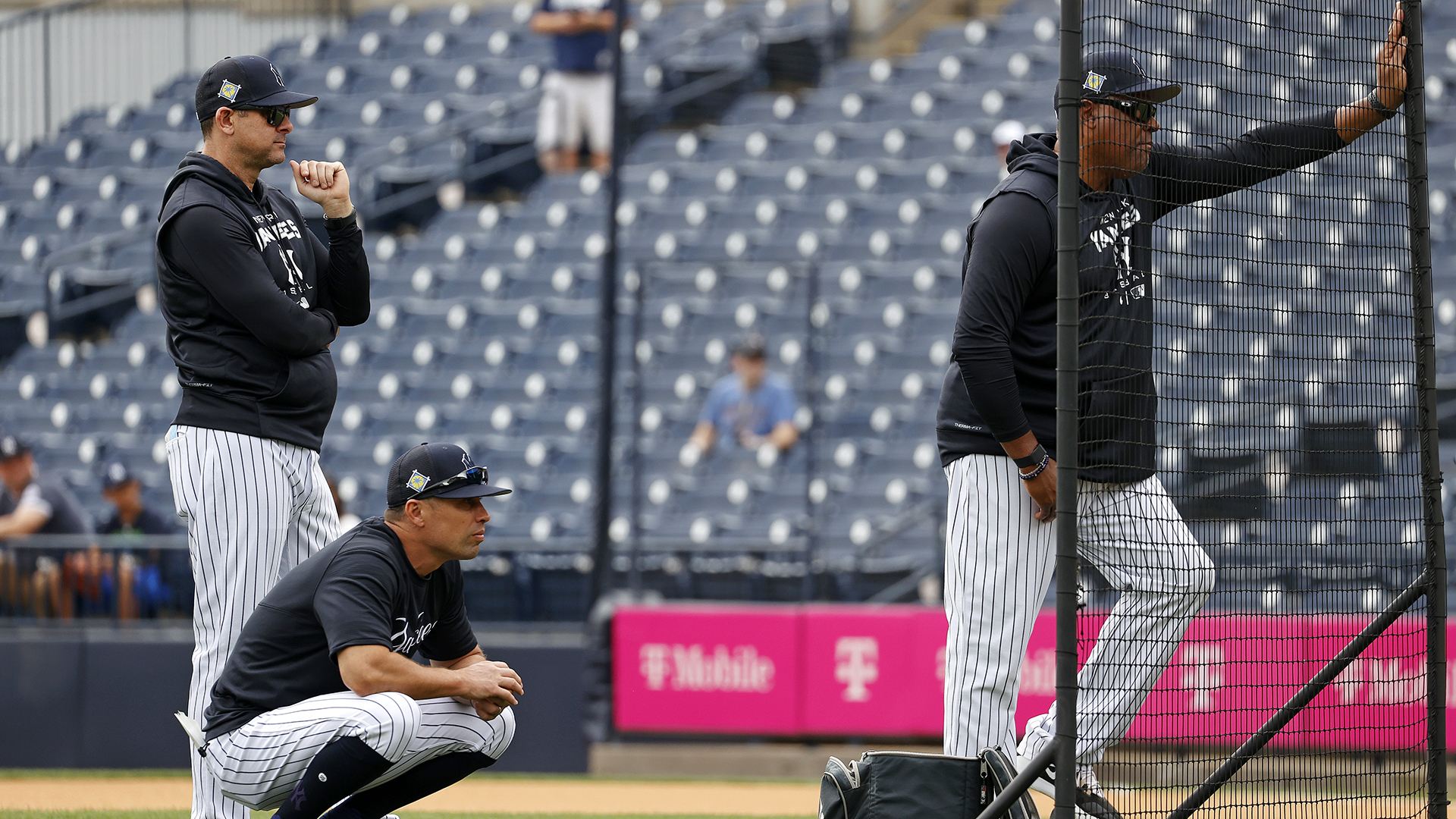 Harkey, who was on the 2009 coaching staff, is the only uniformed member of the current team to have a Yankees World Series ring. He offers plenty of wisdom to Boone (L) and the rest of his staff. “He’s someone I admire,” the Yankees’ manager says, “and a great sounding board for me.” (Photo Credit: New York Yankees)
