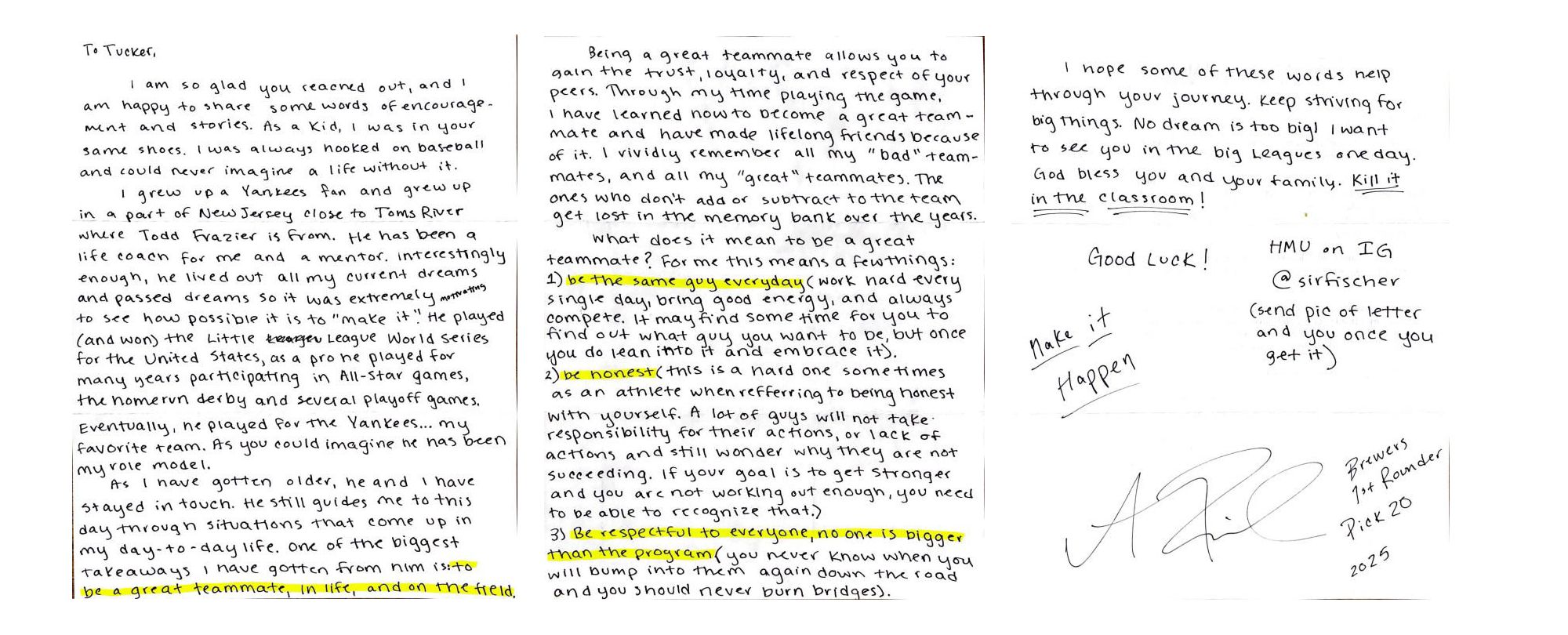 Fischer's letter to Rose.
