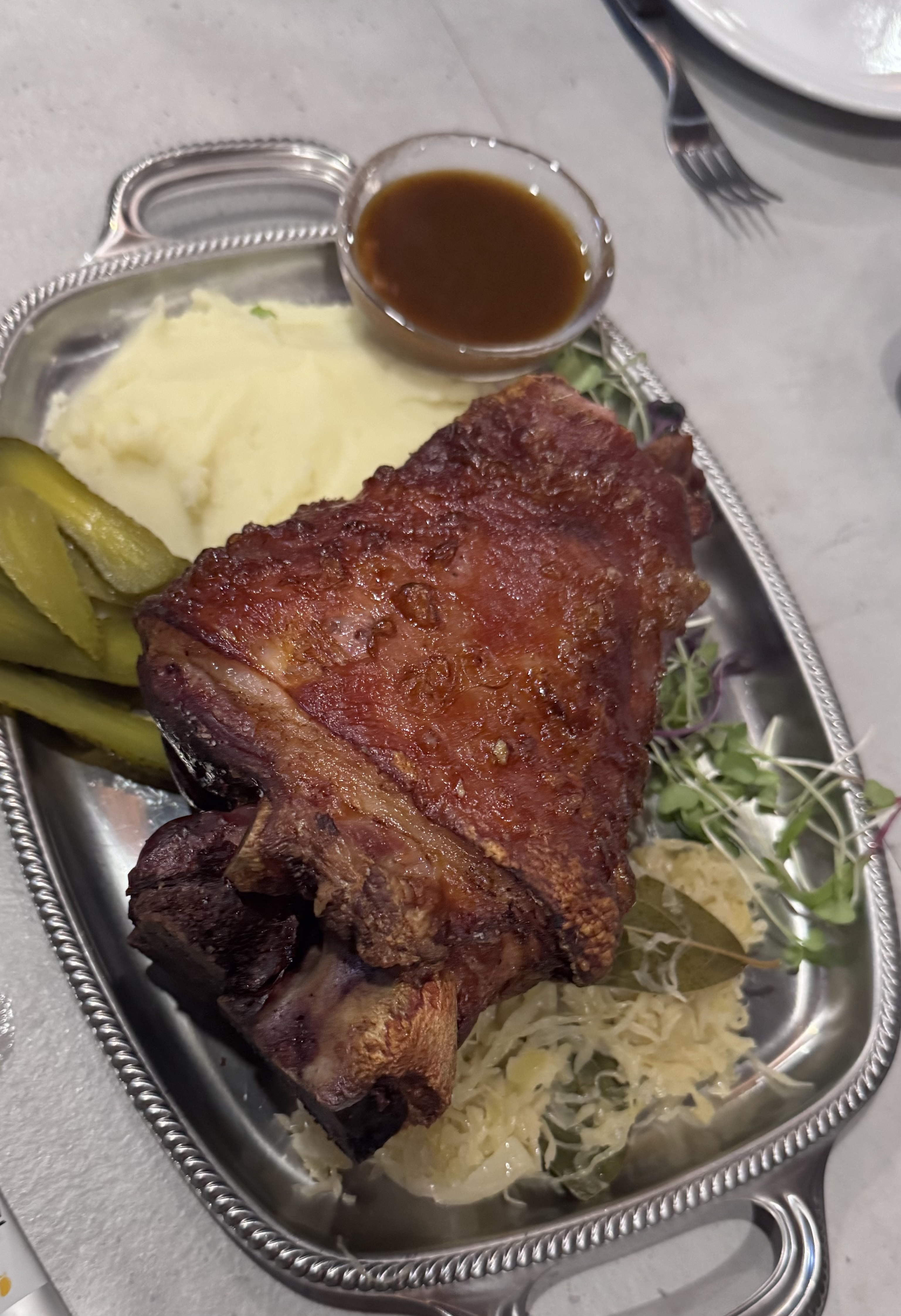 Kim's *Schweinshaxe --* his favorite dish.