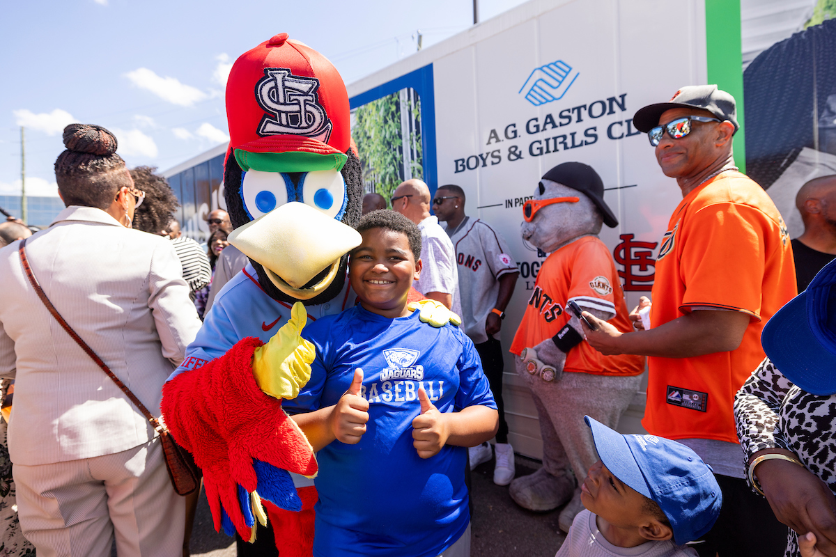 St. Louis Cardinals mascot Fredbird during the MLB Together Legacy event at A.G. Gaston Boys and Girls Club.
