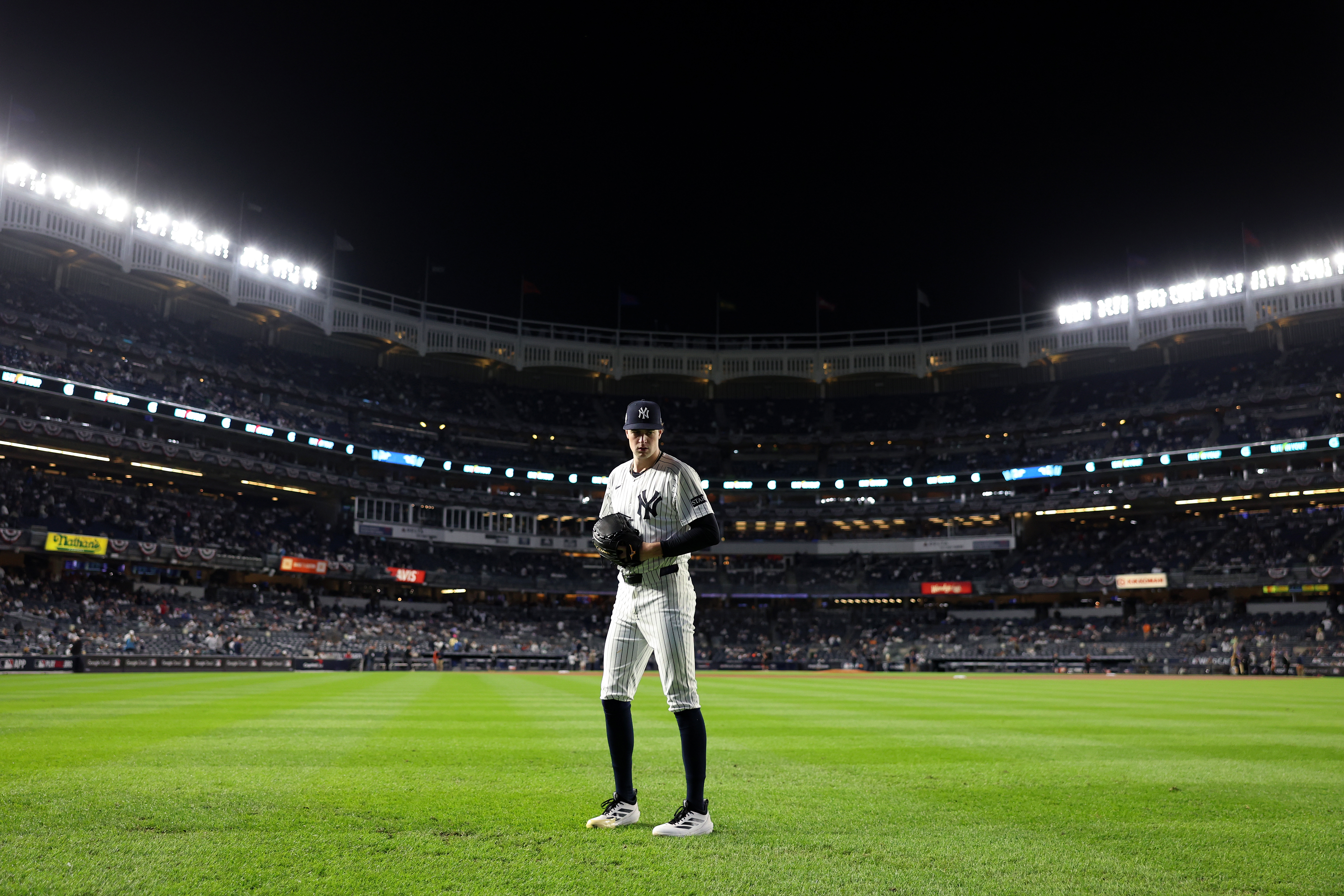 The right-hander is always the center of attention on start days, but as Schlittler prepared for the first postseason start of his career last October, the eyes of an entire city were watching his every step. Whatever pressure he felt, the pitcher wasn’t about to yield. “I was locked in,” he says. “I knew exactly what I needed to go and do out there.” (Photo Credit: New York Yankees)