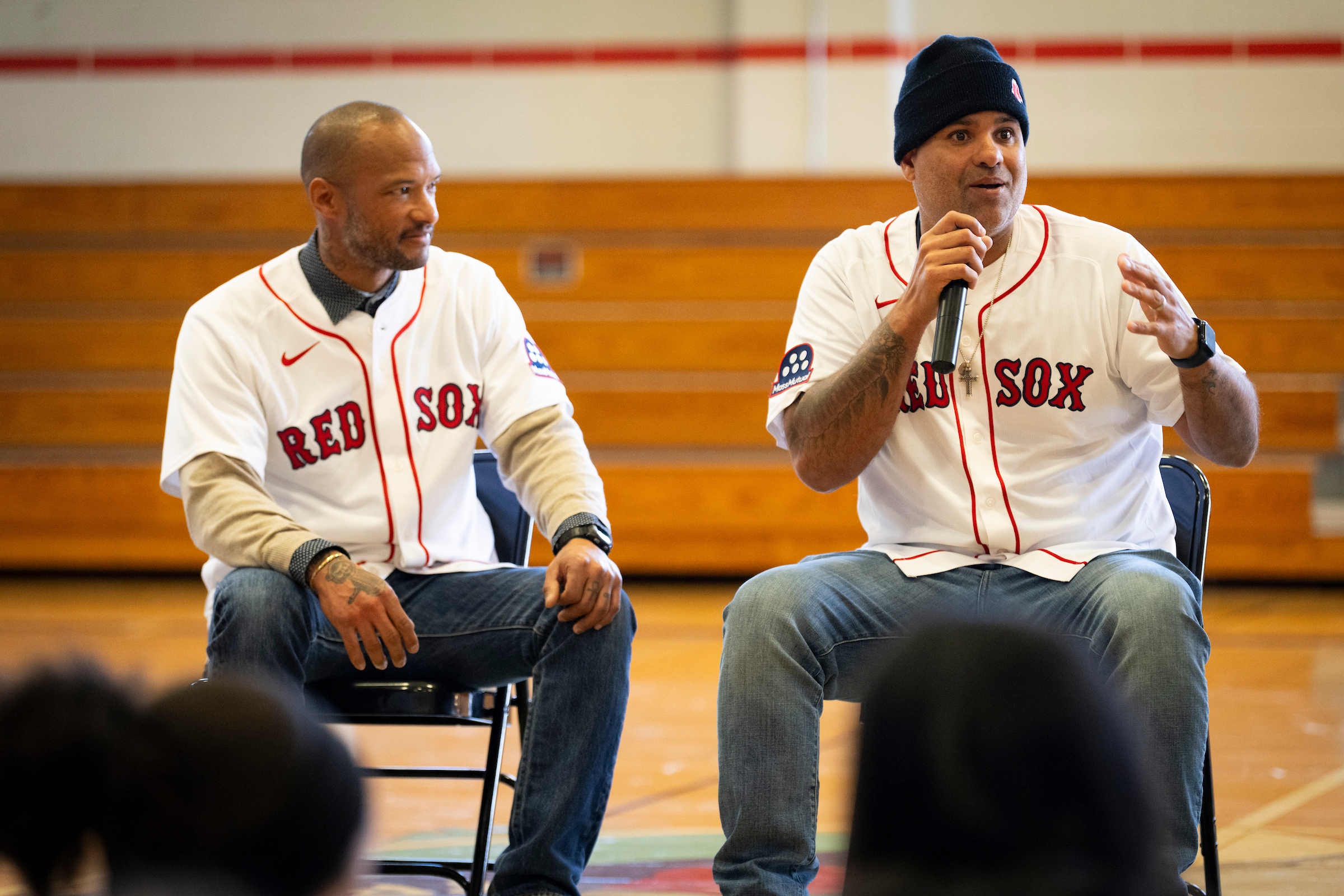 (L to R): Darnell McDonald, Manny Delcarmen.