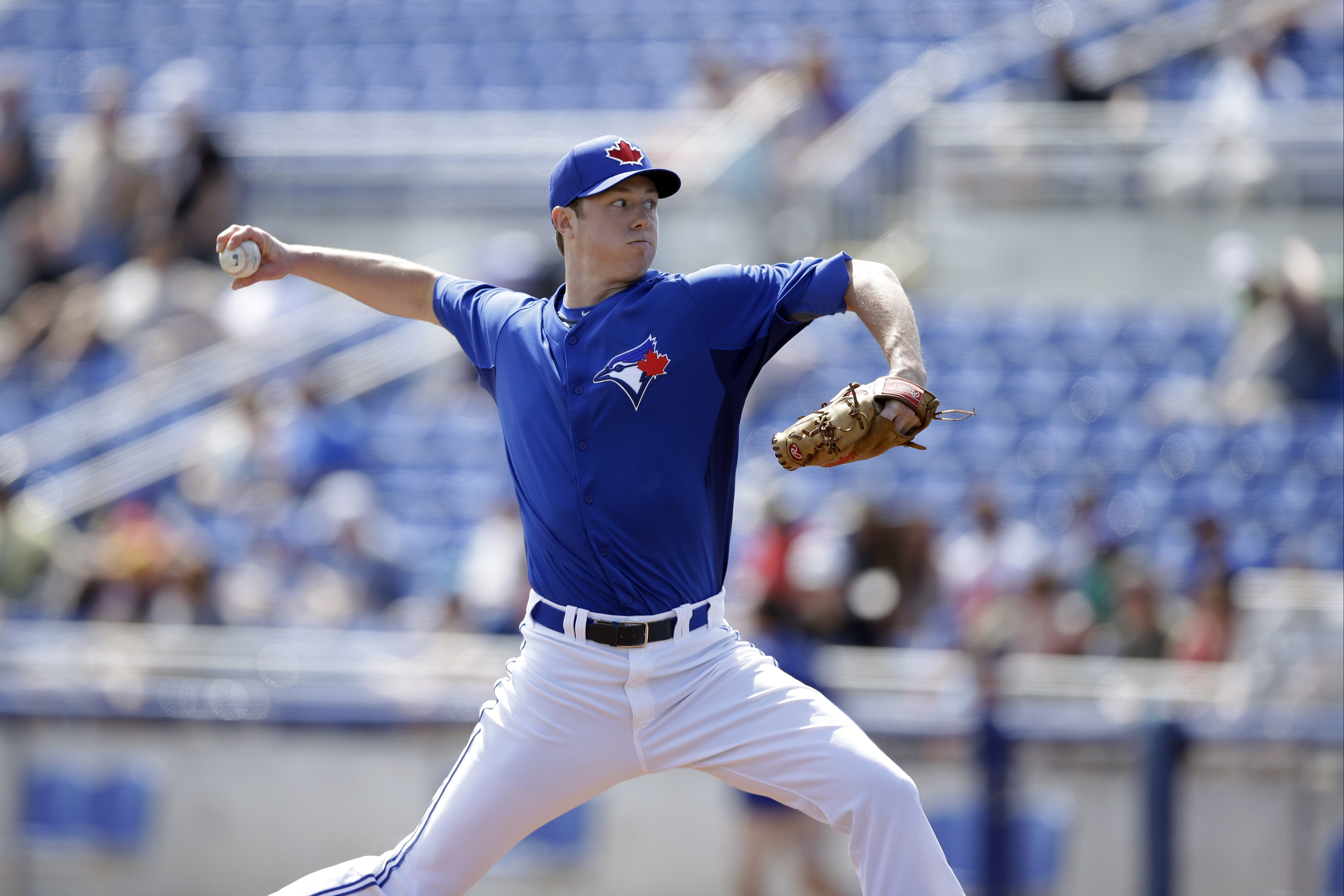 Magnuson pitching for the Blue Jays at Spring Training 2013