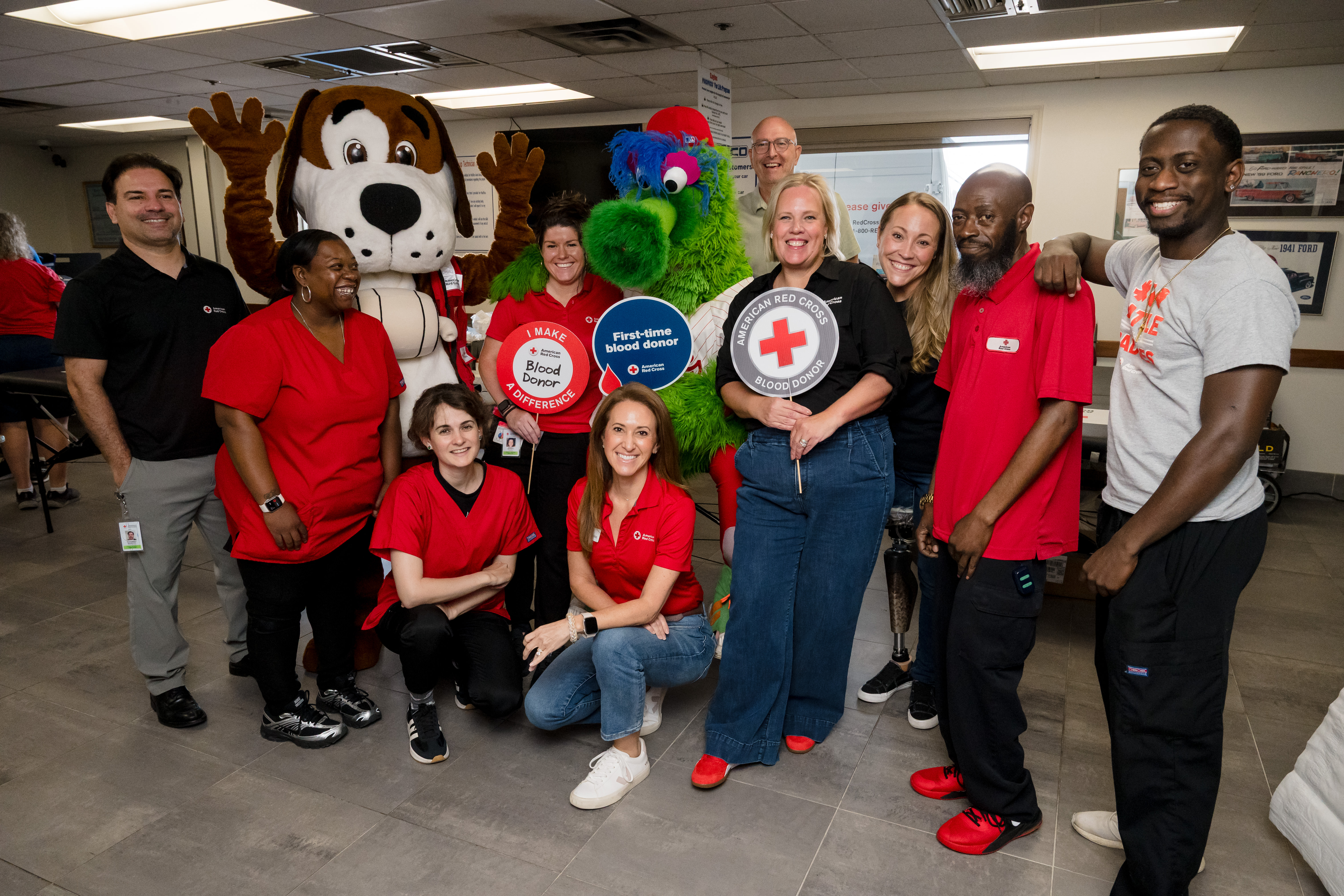 The American Red Cross team in Philadelphia on Monday. Credit: Ford Motor Co.