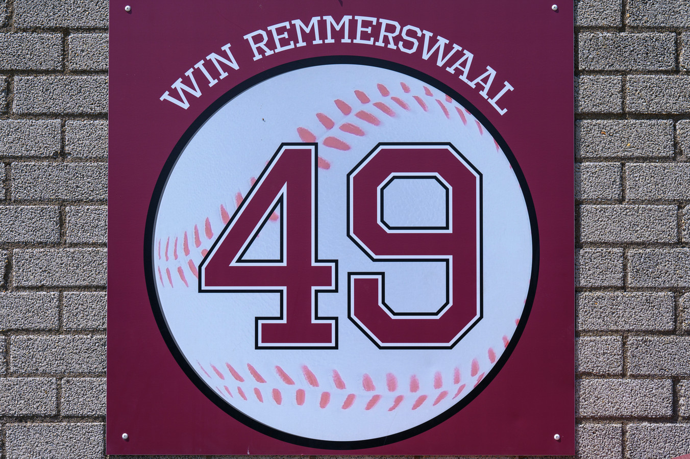 Remmerswaal's No. 49, the only number retired by the Storks, hangs in the clubhouse. (Photo via Storks)