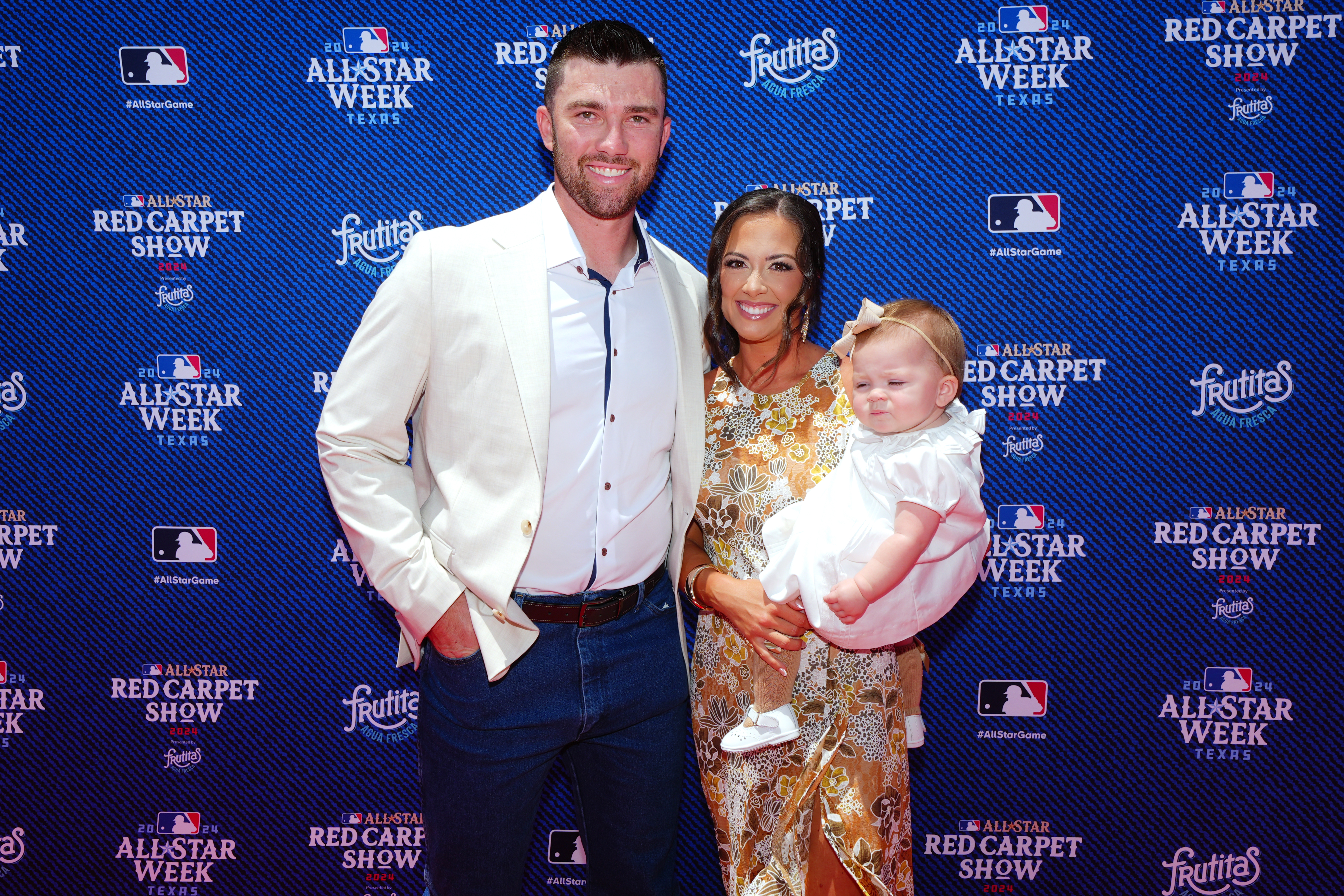 David Fry, his wife, Rebekah, and their daughter, Evelyn, at the 2024 MLB All-Star Game