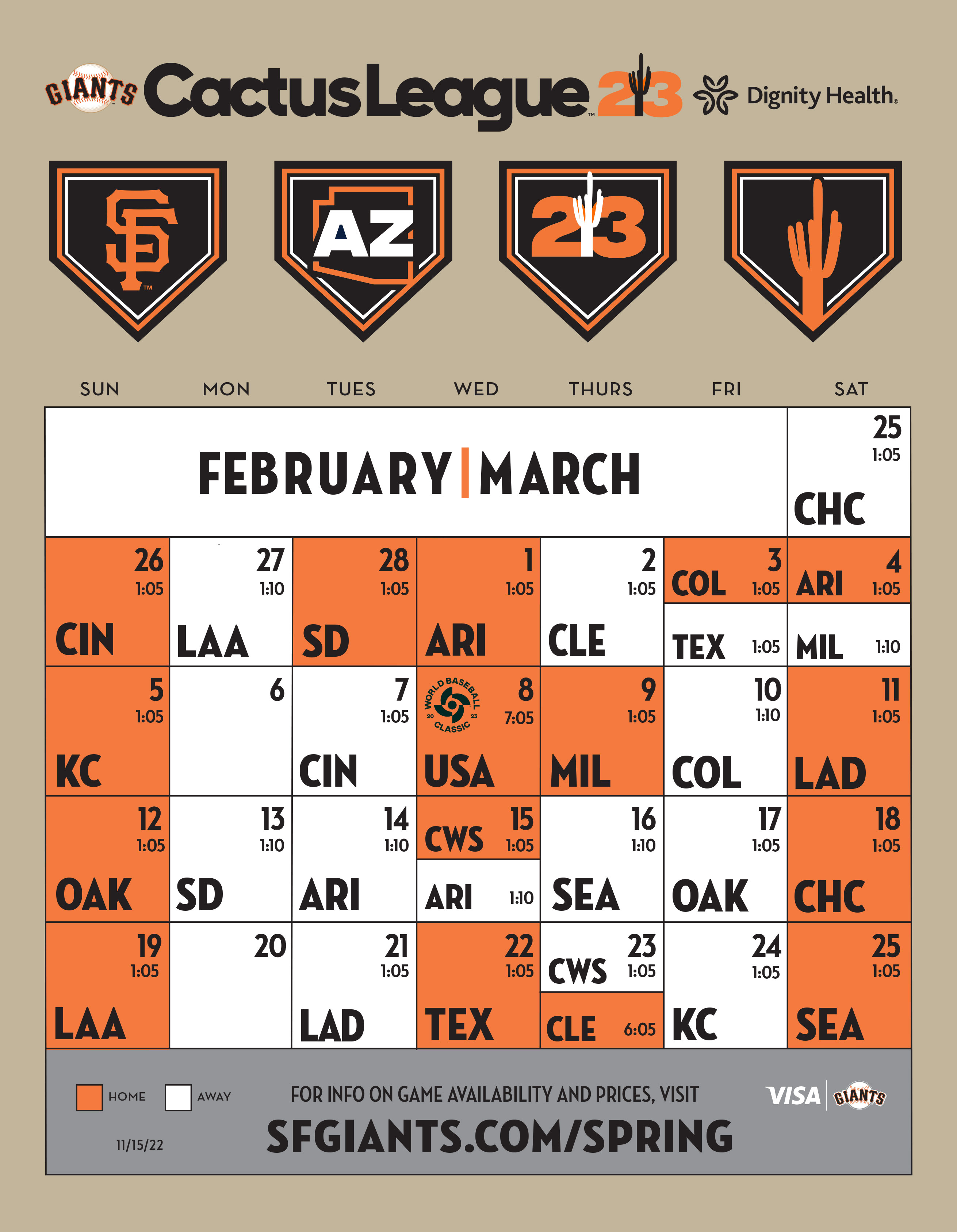 Dokter woonadres Overeenkomstig Giants Spring Training Printable Schedule | San Francisco Giants