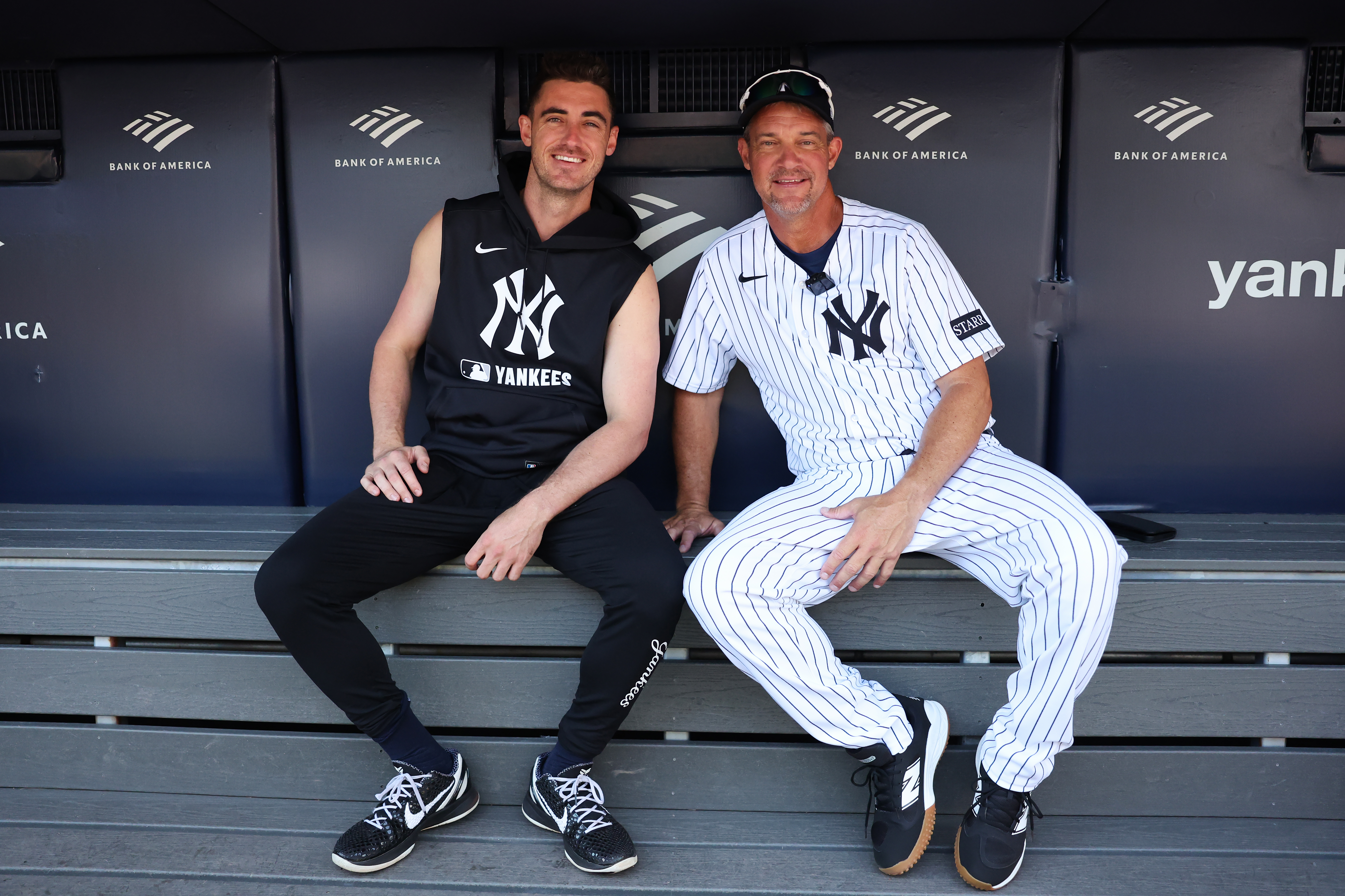 Bellinger’s father, Clay (right), helped bring a couple World Series titles to the Bronx, and while Cody was too young to fully appreciate it all, he always understood the allure of being a part of the Yankees family. On Old-Timers’ Day 2025, the younger Bellinger got to catch a ceremonial first pitch from his dad. “That was the coolest thing that happened last year,” he said. (Photo Credit: New York Yankees)