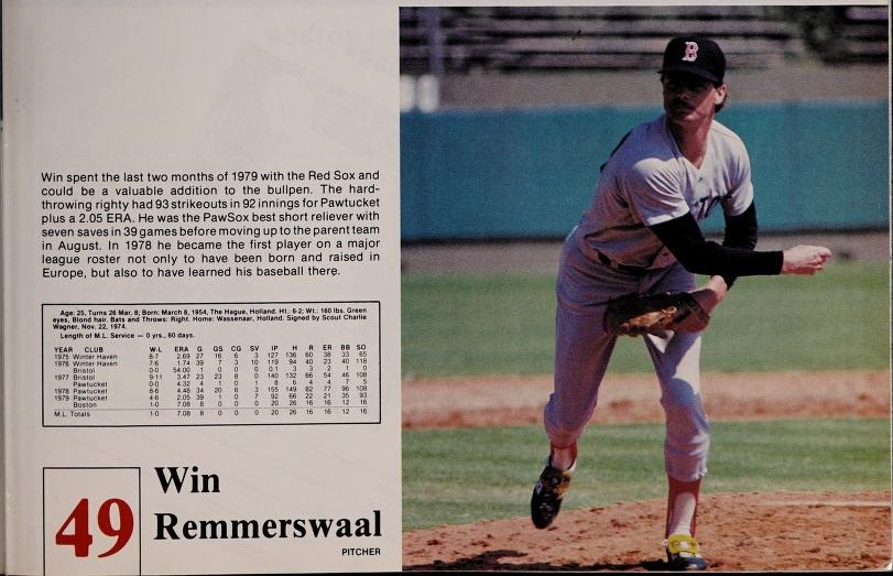Remmerswaal's page in the 1980 Red Sox yearbook. (Photo via Red Sox)