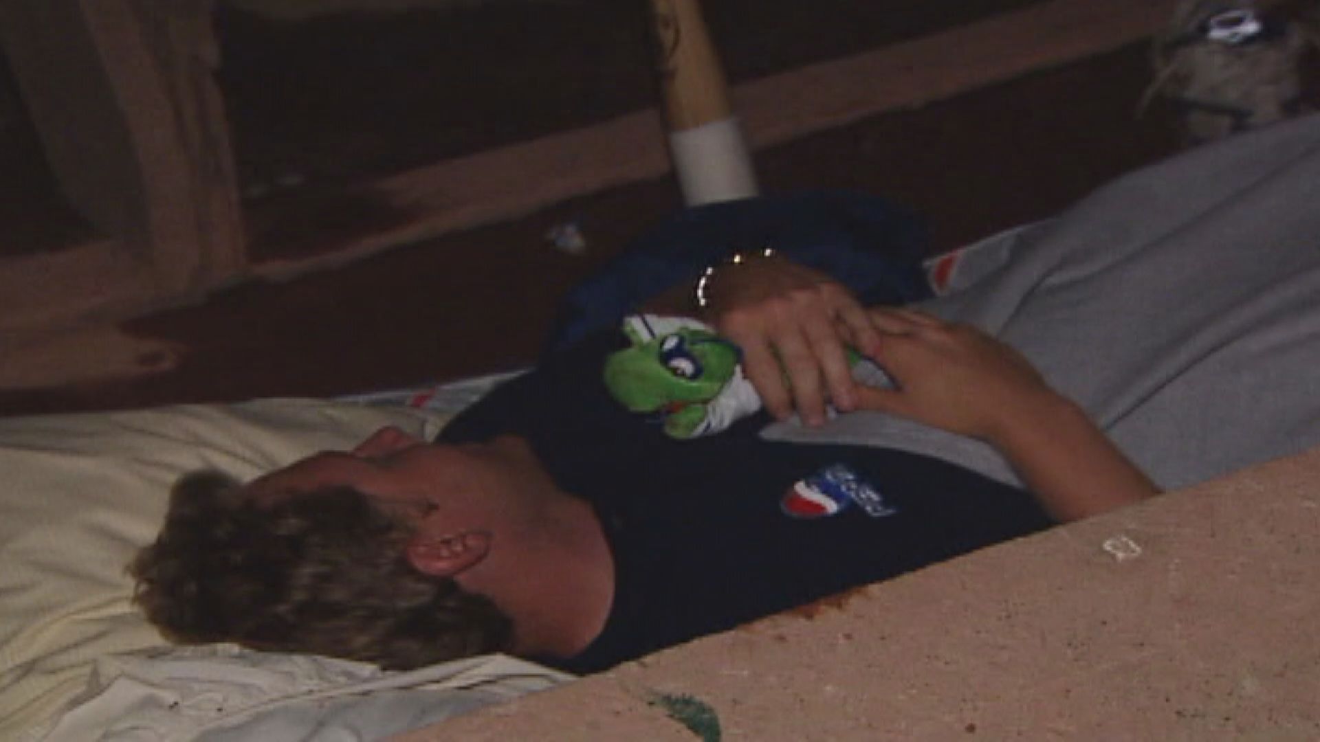 C.J. Knudsen getting ready for a night of sleep in the dugout (Courtesy C.J. Knudsen)