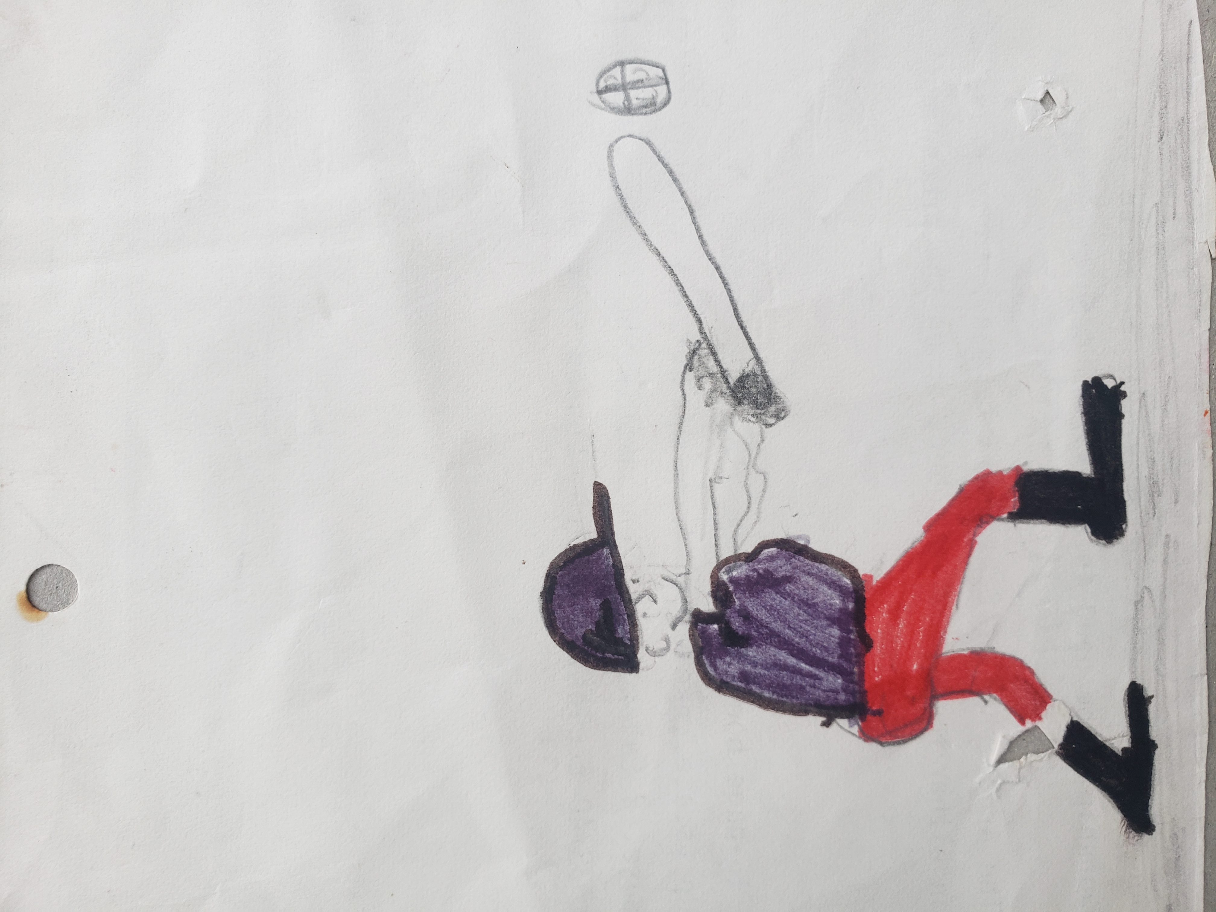 A drawing Andy Brown did of a baseball player in 1986.