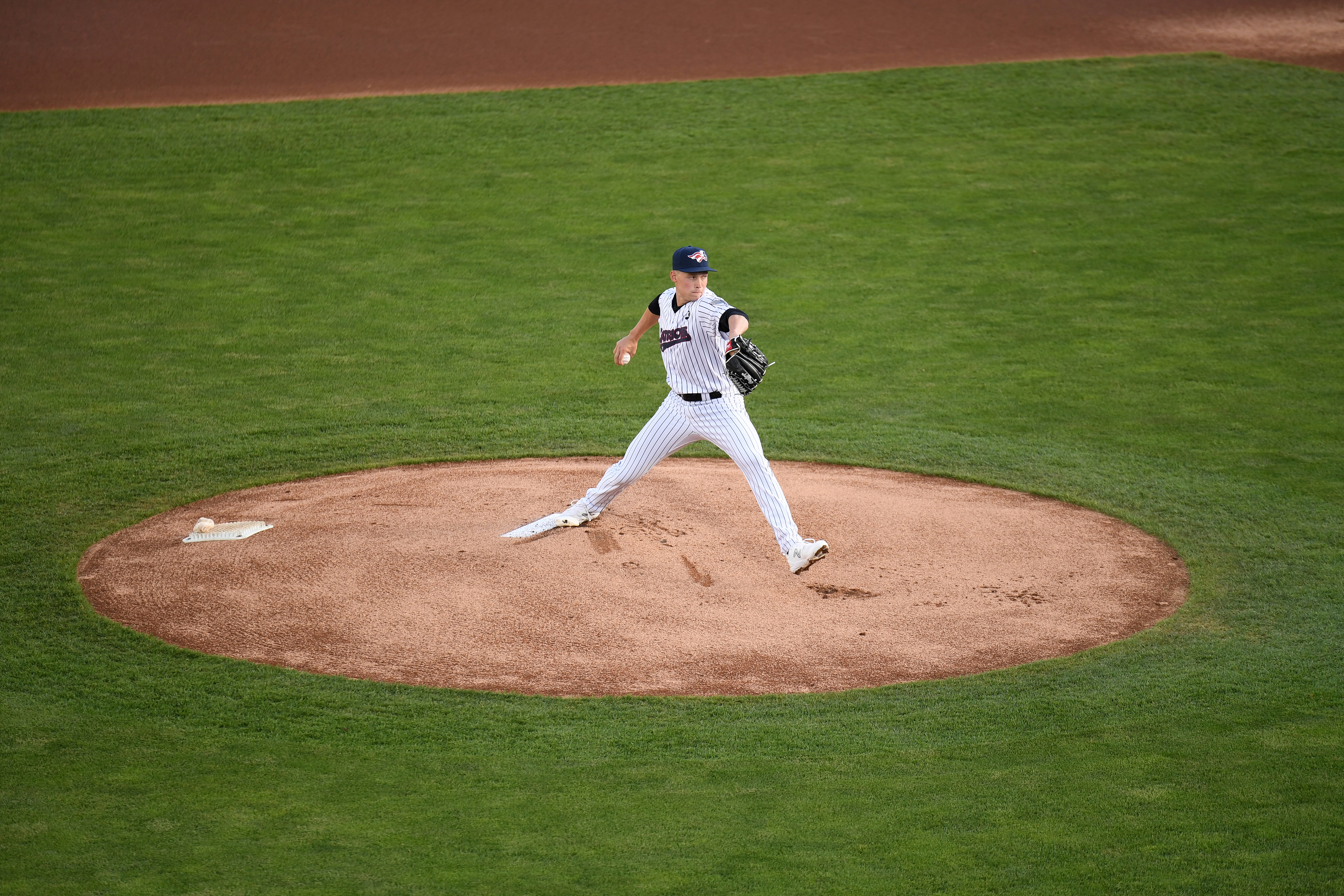 Like most hurlers, especially young ones, Will Warren has needed some time to develop the right pitch mix. He worked with Hudson Valley pitching coach Preston Claiborne on developing a slider that Baseball America called the best in the organization’s farm system. “It’s pretty devastating,” Preston Claiborne says. (Photo Credit: Somerset Patriots)
