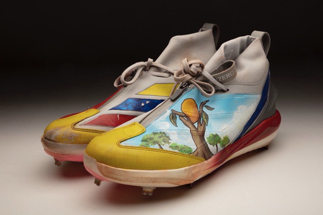 Daniel Palencia's cleats. Milo Stewart Jr./National Baseball Hall of Fame and Museum.
