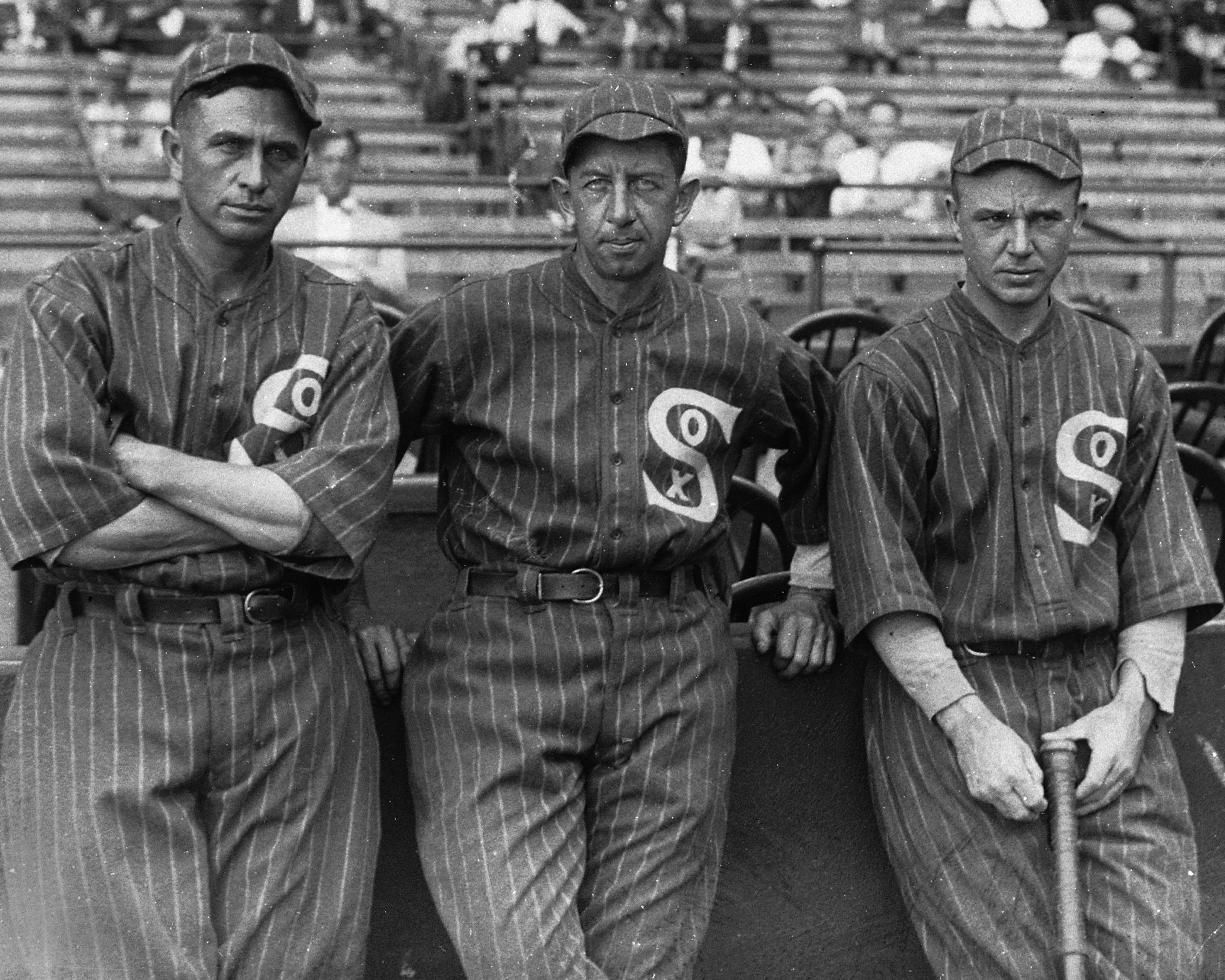Hall of Famers Harry Hooper, Eddie Collins and Ray Schalk with the White Sox in 1925. (AP)