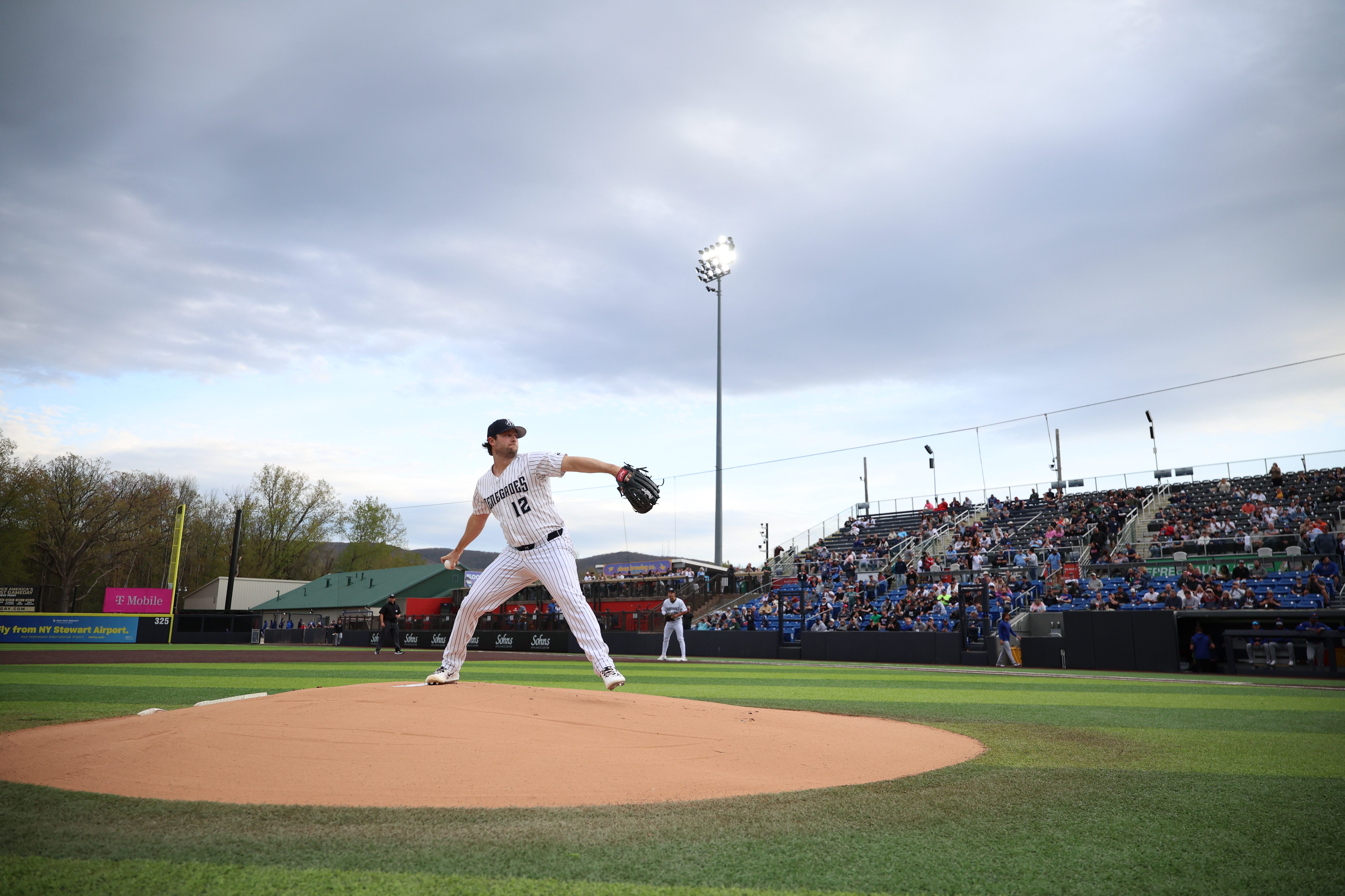 Cole was sharp in his second rehab outing, an April 23 start at Hudson Valley in which he threw 42 of 52 pitches for strikes. Of equal importance, the High-A Renegades got a close-up look at how one of the game’s best goes about his work. “When anybody who has that type of experience and the level that their mind plays at, you can learn from them based on how they talk and how they carry themselves and their body language and all of that,” said infielder Kaeden Kent, the Yankees’ third-round pick in 2025. (Photo Credit: New York Yankees)