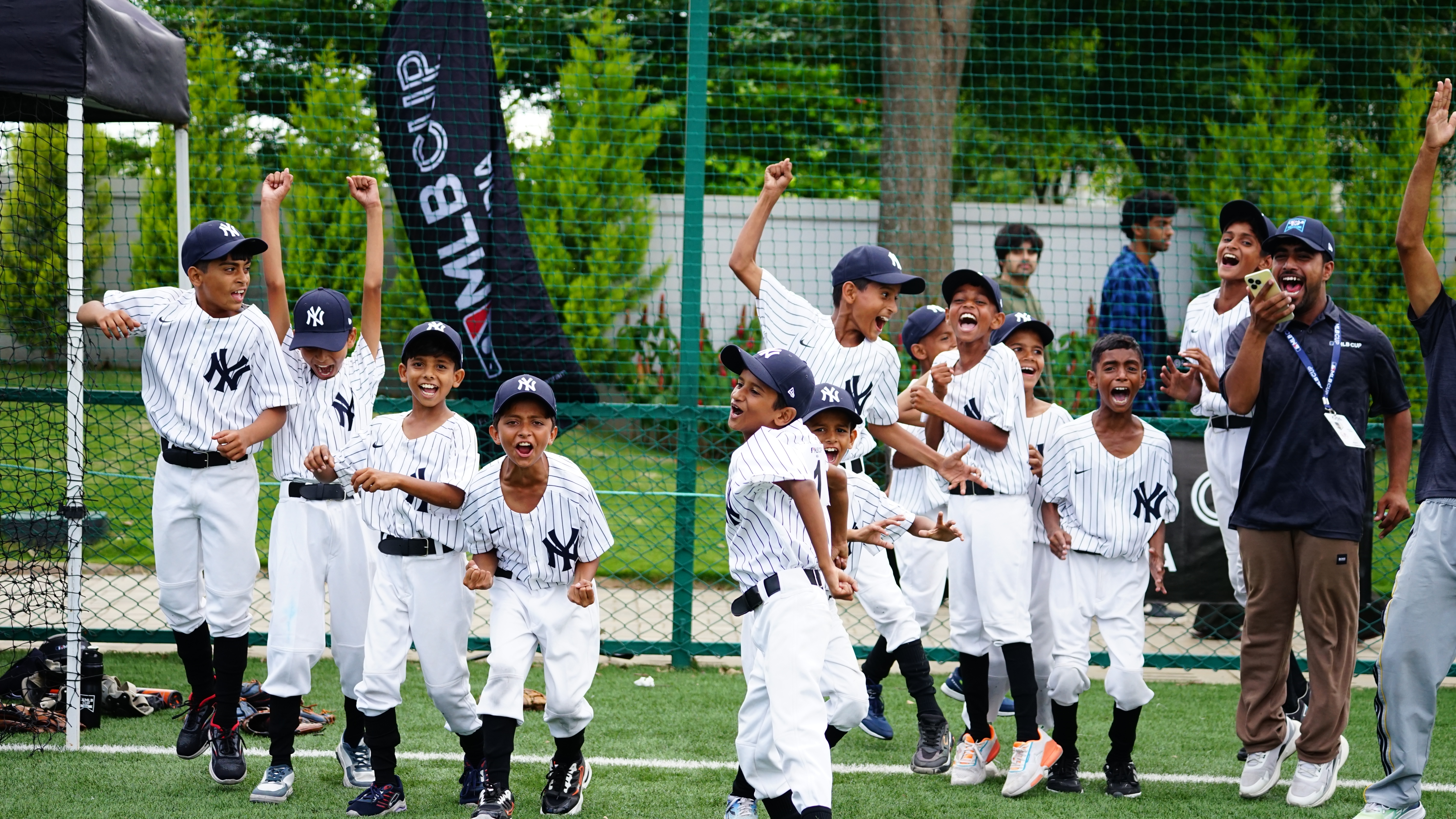 The Yankees celebrate their MLB Cup victory. Photo courtesy MLB India.