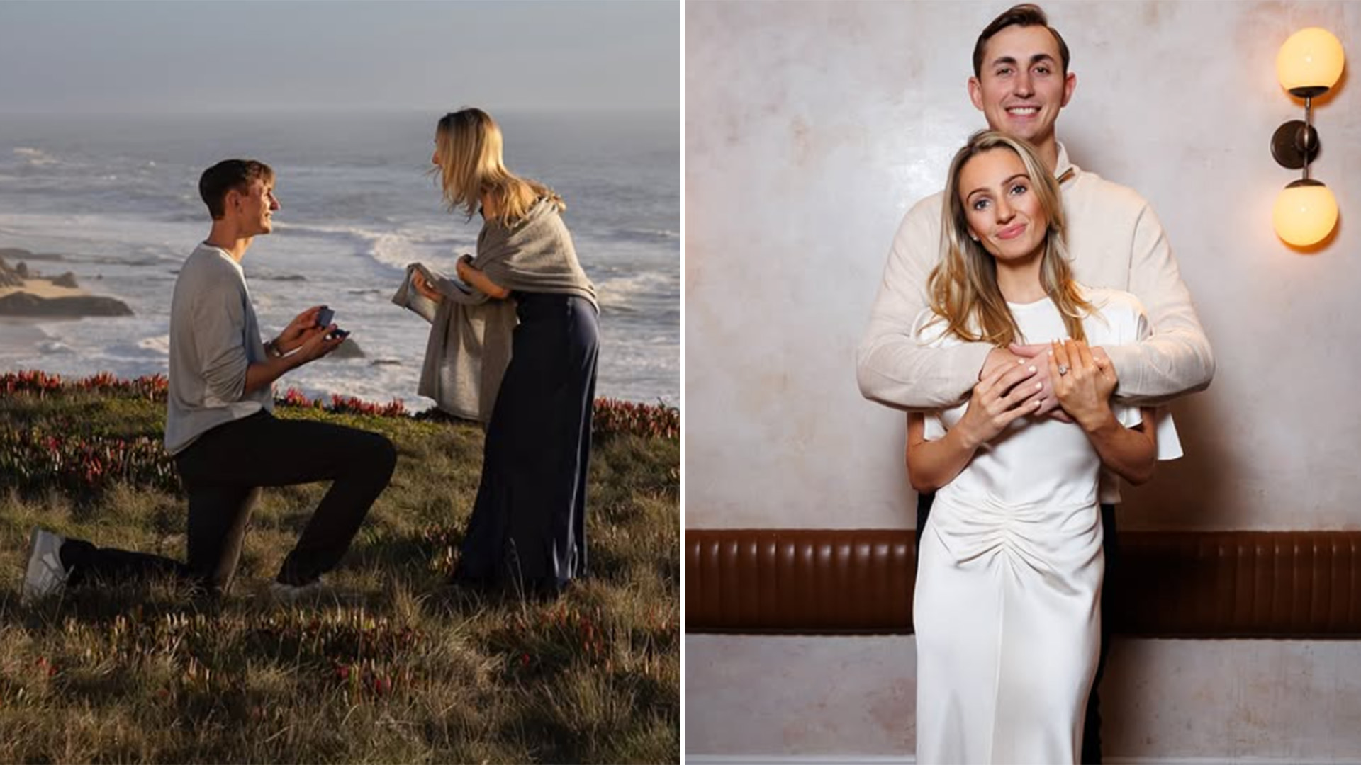 George Kirby proposing to his girlfriend, Cameron.