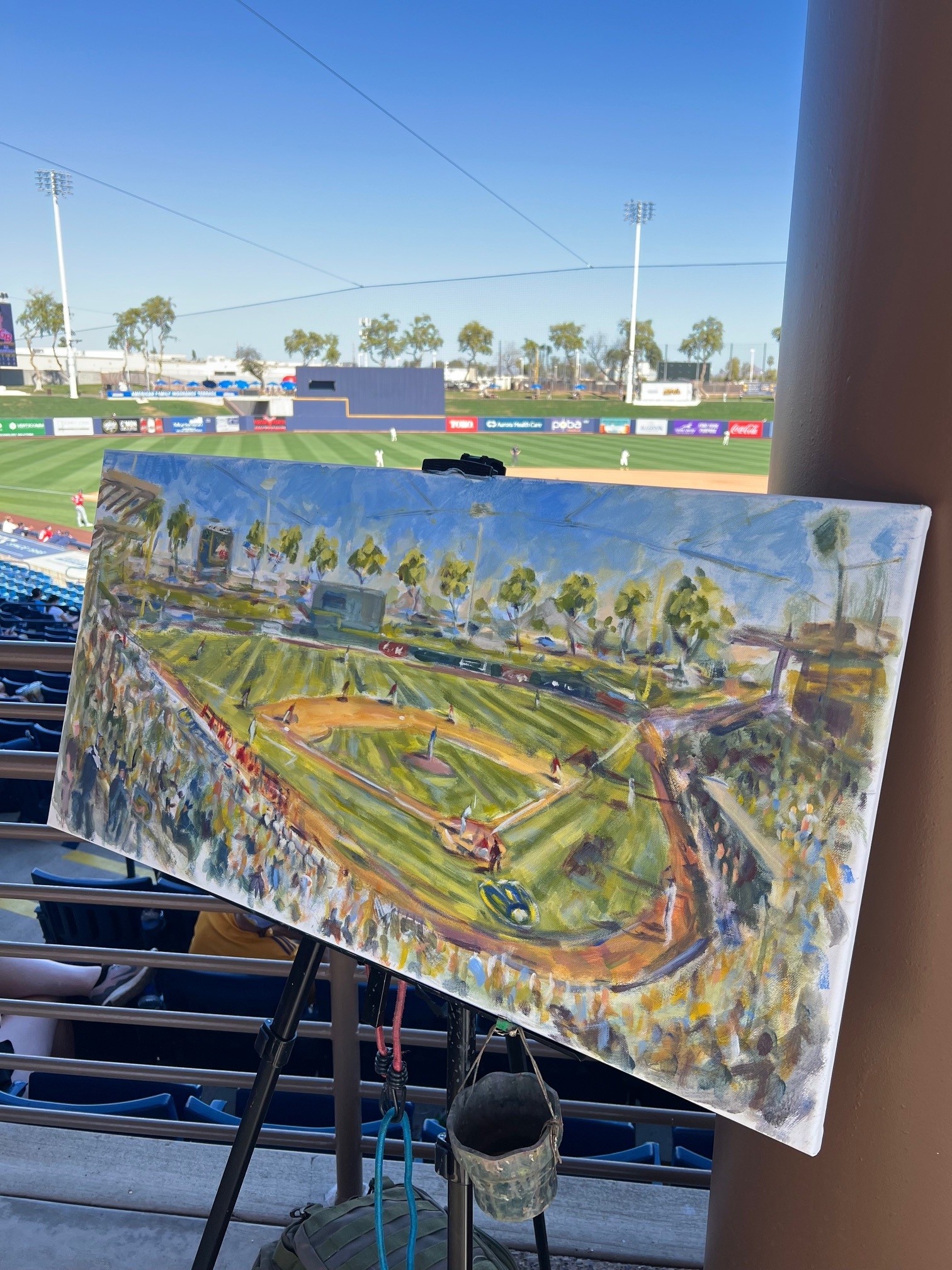 Andy Brown's painting of an exhibition game between Great Britain and the Brewers.