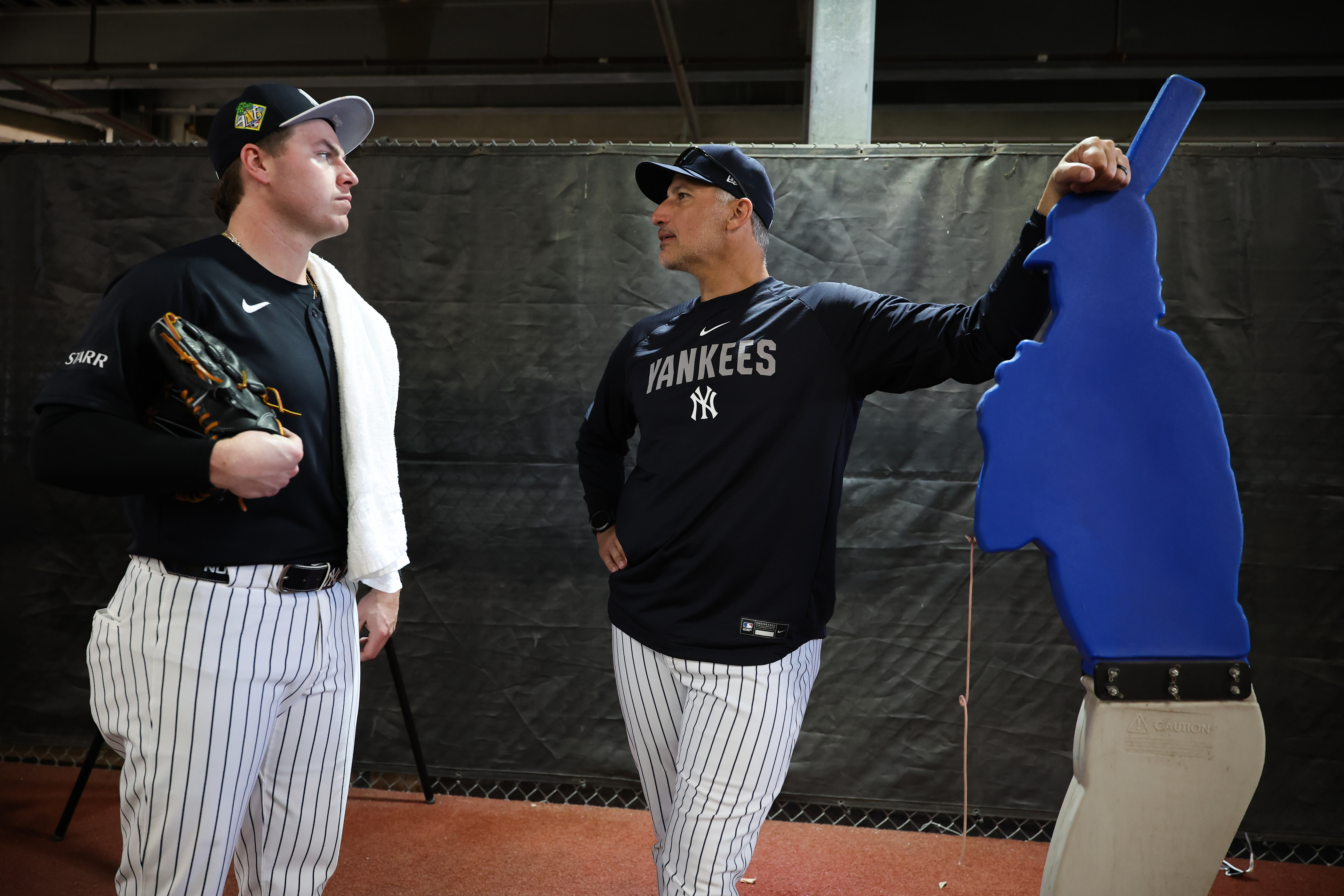 Yankees pitchers have the benefit of learning from extraordinarily skilled coaches in Matt Blake, Preston Claiborne and Desi Druschel, but they also have the benefit of being around accomplished teammates such as Gerrit Cole, as well as legends such as Andy Pettitte (right). (Photo Credit: New York Yankees)