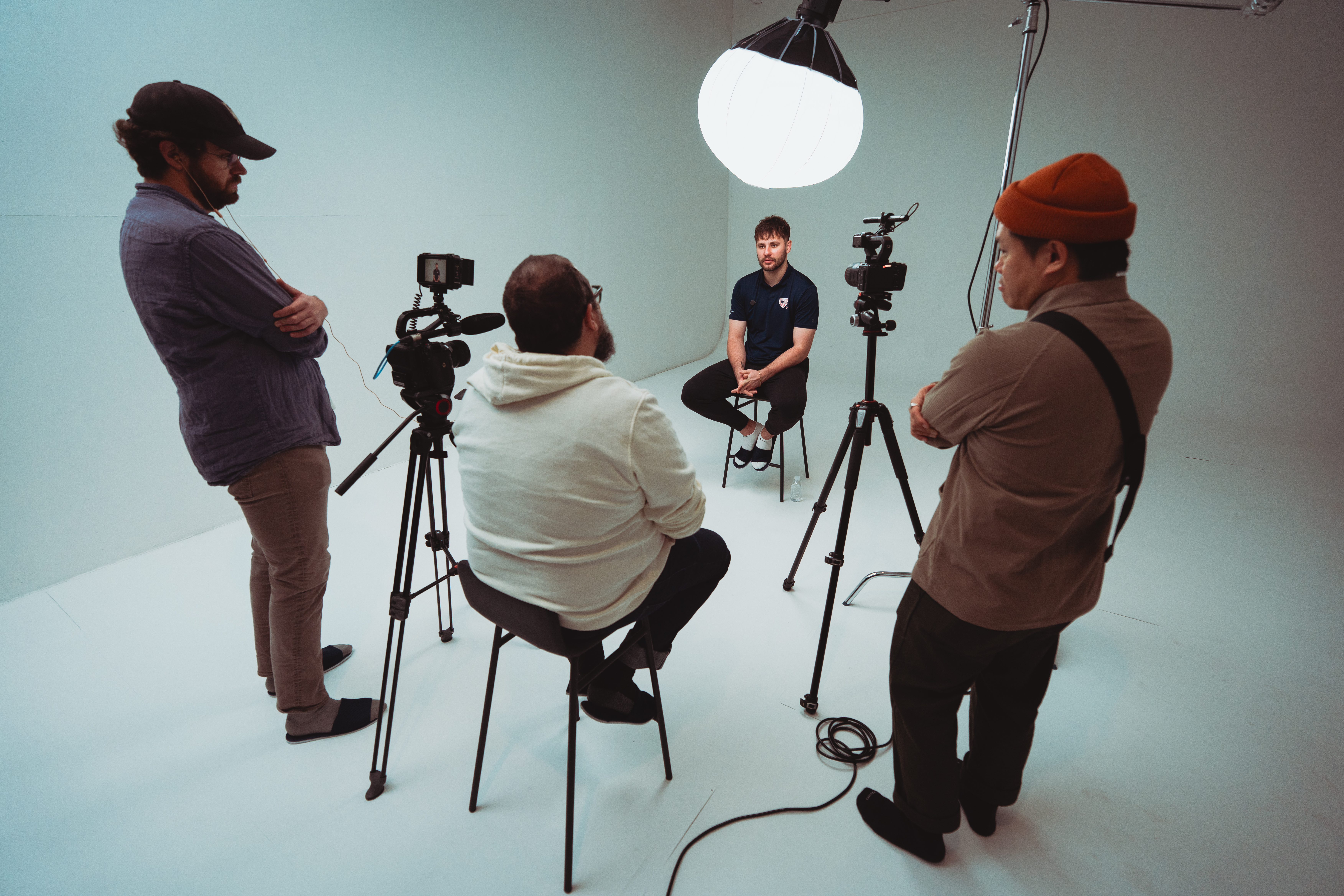 Lucas Stevenson, myself, and Joe Na interview Czech national team pitcher Daniel Padyšák. Photo by Matyáš Fous.