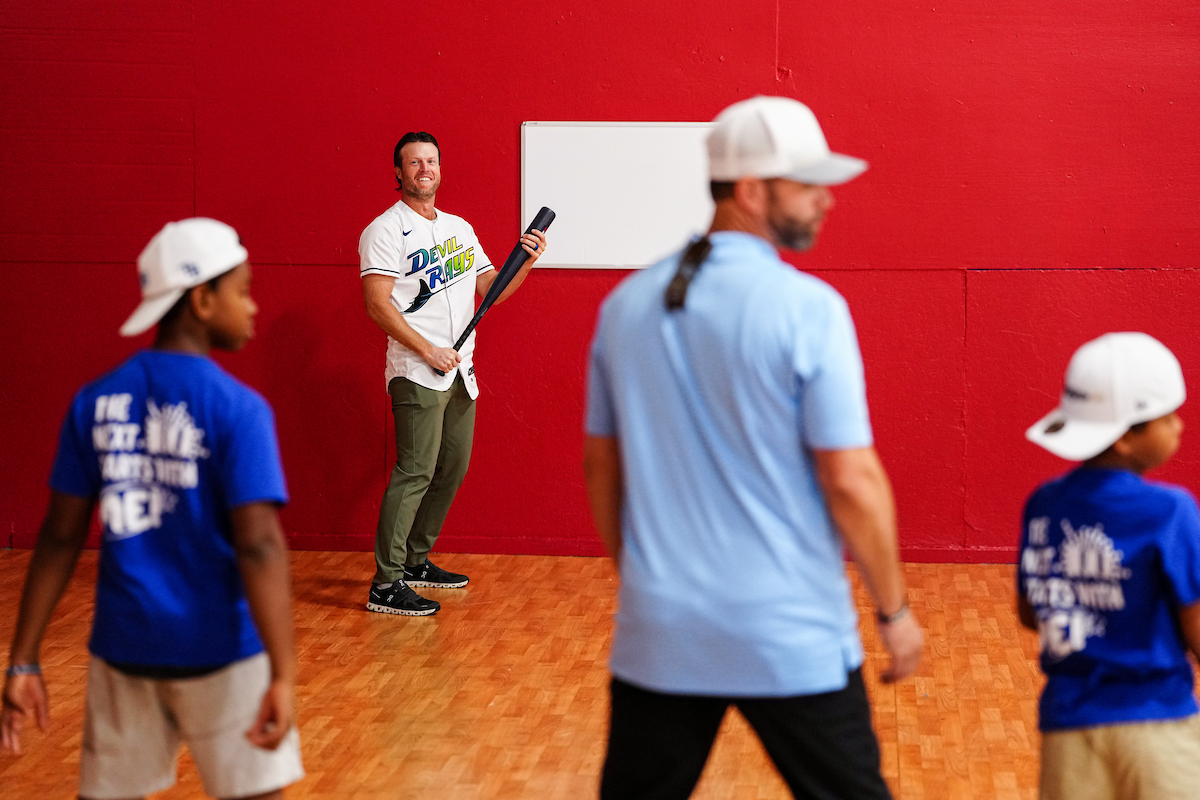 Brett Phillips during the 2026 World Series Legacy Event at the Boys & Girls Clubs of Greater Tampa Bay's Pinellas Park.