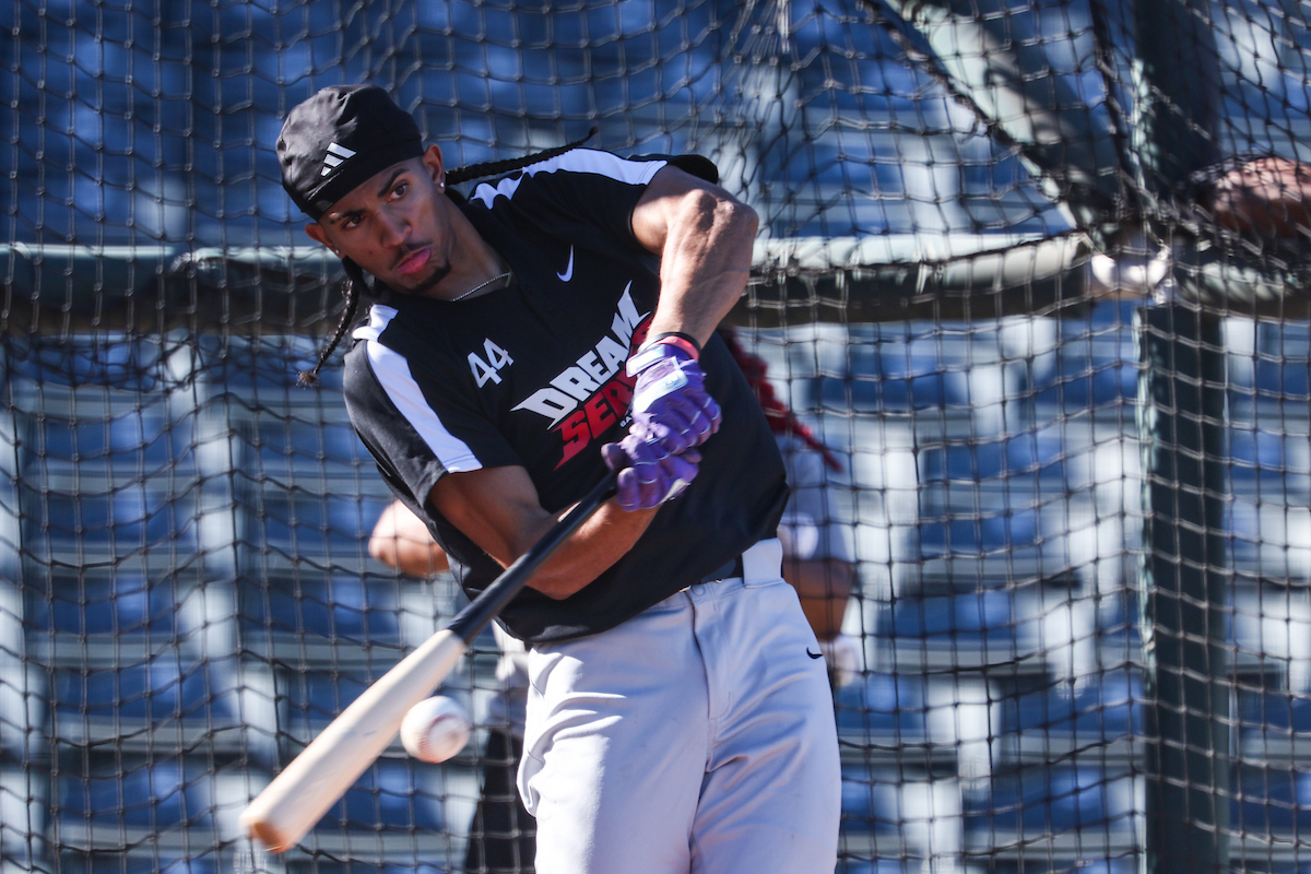 Anthony Murphy bats during the 2026 Dream Series in January. (Photo by Aryanna Frank/MLB Photos via Getty Images)